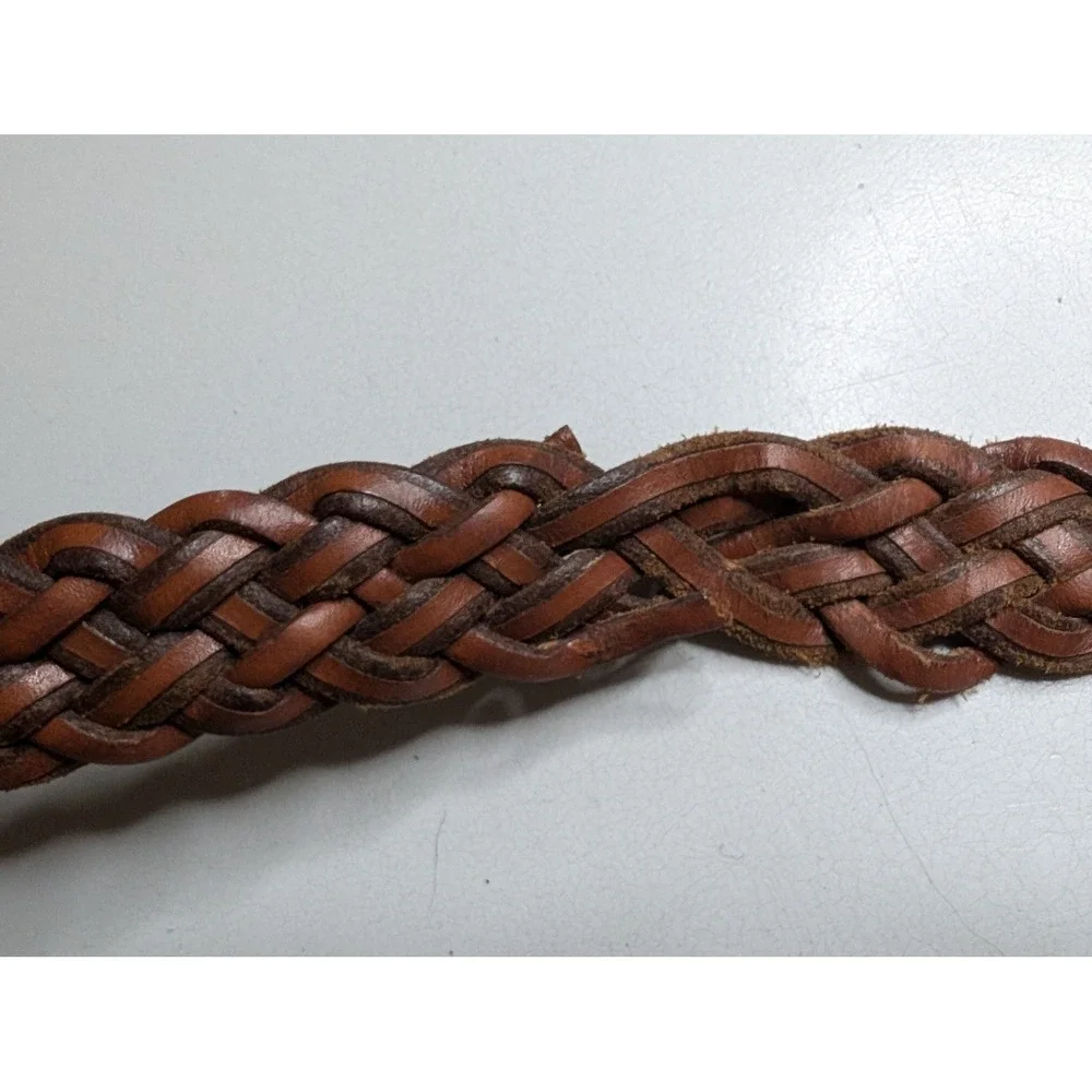 Polo Ralph Lauren Mens Braided Leather Belt Brown 40 Argentina Brass Buckle